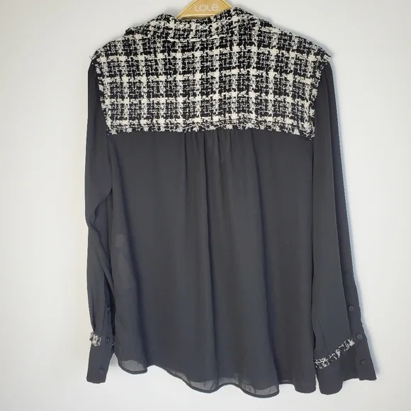 Zara Black Blouse with Tweed Trim - Picture 8 of 9